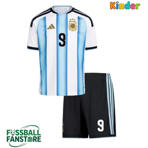 Argentinien Julian Alvarez #9 Replik Heimtrikot Kinder WM 2026 Kurzarm (+ Kurze Hosen)